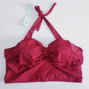 Dressfo Swim Top Women Size 12 NEW Red Bow Halter